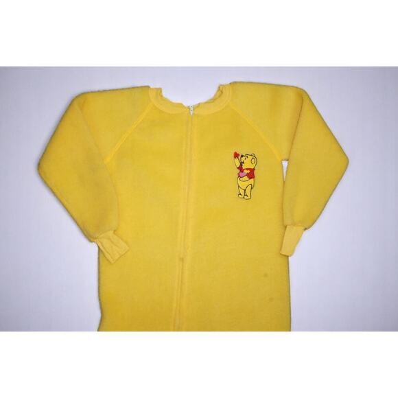 Vintage Winnie the Pooh Yellow Fleece Footed Pajamas – Size 8 - Picture 2 of 4